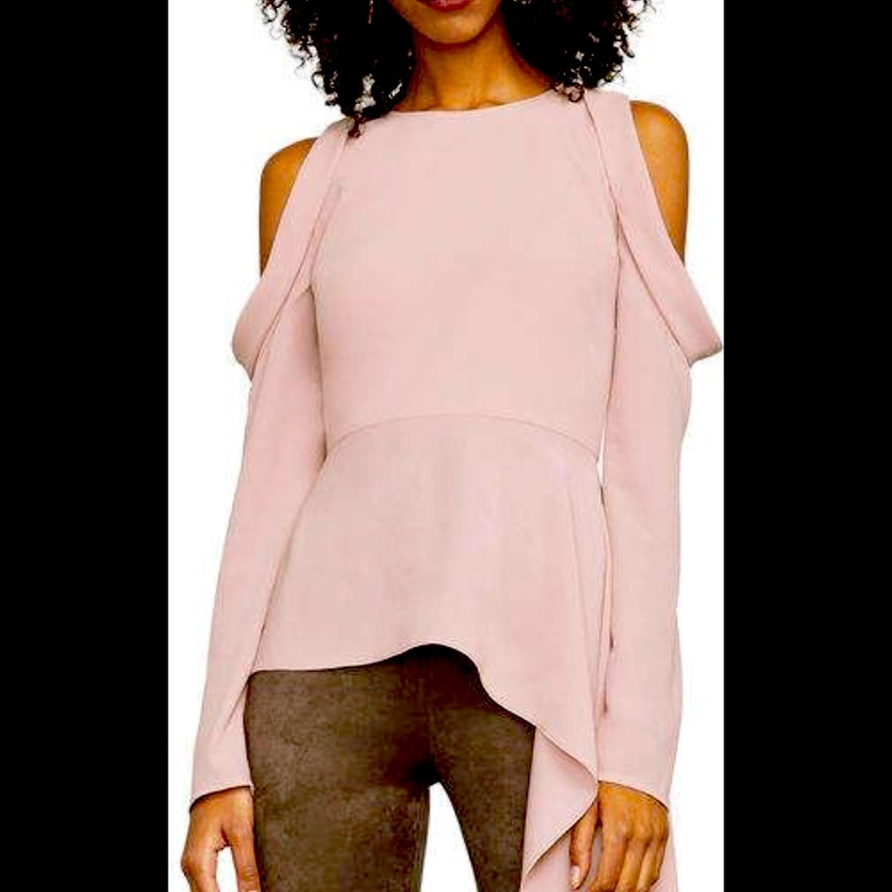 Bcbg Maxazria este cold shoulder peplum top size S